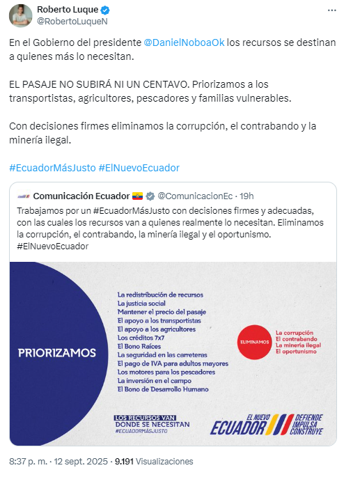 $!Comunicado del ministro Luque sobre el retiro del subsidio del diésel.