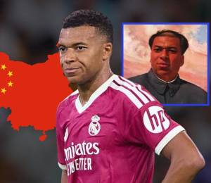 Meme que compara el rostro de Mbappé con el del antiguo líder chino Mao Zedong.