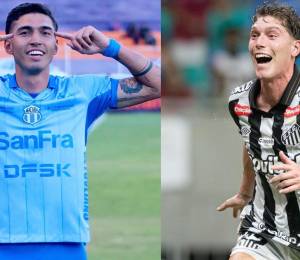 Franco Posse es jugador de Macará, mientras que Benjamín Rollheiser es jugador de Santos.