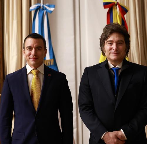 Daniel Noboa y Javier Milei en La Casa Rosada.