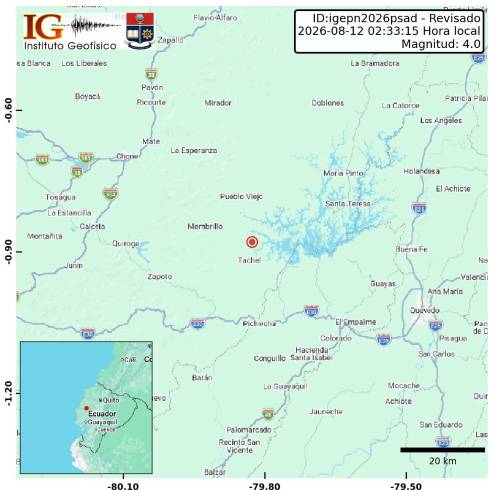 El epicentro fue localizado a 28,34 kilómetros de Velasco Ibarra, en el cantón El Empalme, provincia del Guayas.