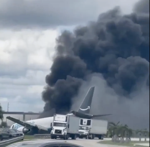 Un Boeing 767 de Amazon Prime Air se salió de la pista en el Aeropuerto Internacional de Miami.