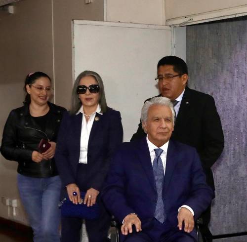 Arribo del expresidente de Ecuador, Lenín Moreno, para la audiencia de juicio del caso Sinohydro.
