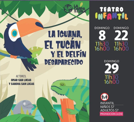 $!Flyer en referencia a la obra de teatro La Iguana, el Tucán y el Delfín.