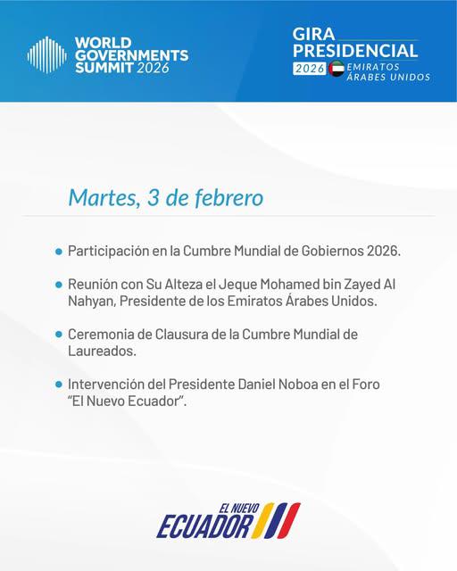 $!Agenda de Noboa en Emiratos Árabes Unidos.