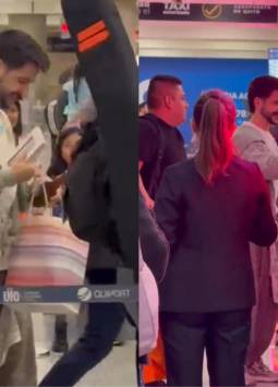 El artista colombiano, Camilo, en el aeropuerto Mariscal Sucre de Quito.