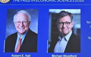 Fotografía de los galardonados con el premio Nobel de Economía 2026.