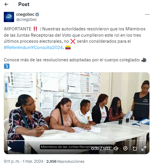 $!El CNE realizó esta modificación debido a la existencia de ecuatorianos que han integrado las JRV en reiteradas ocasiones.