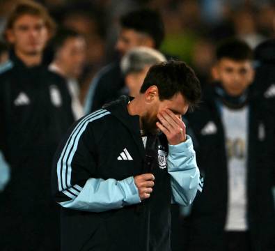 Lionel Messi durante su despedida de la selección argentina.
