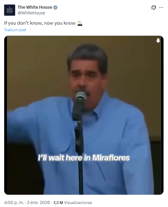 $!Captura de video sobre Maduro divulgado por la Casa Blanca.