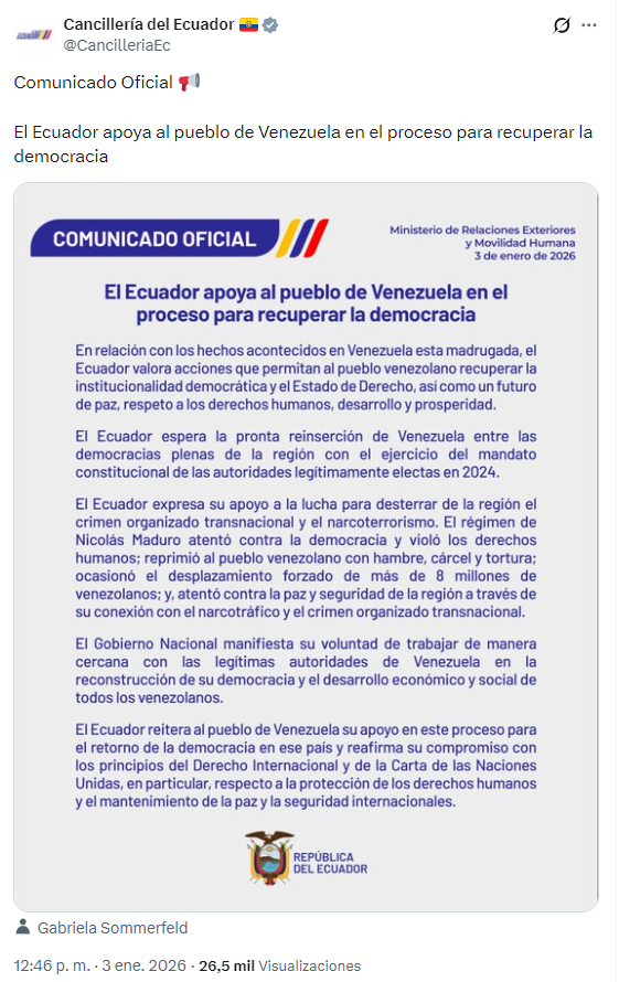 $!Comunicado de la Cancillería sobre situación en Venezuela.
