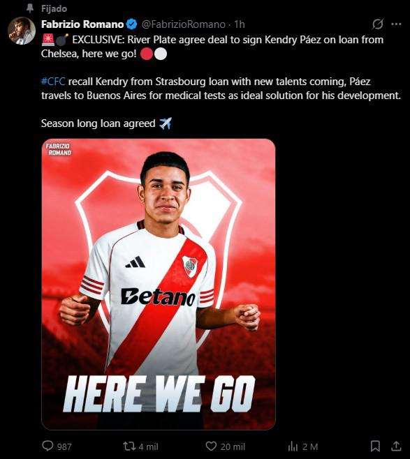 $!Será la primera experiencia de Kendry Páez en Argentina.