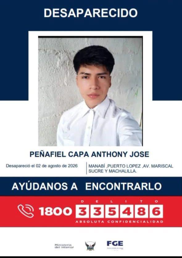 $!Notificación de la desaparición de Anthony Peñafiel.
