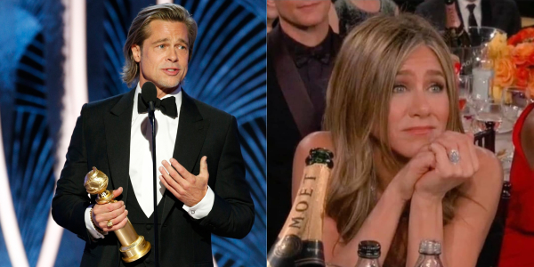El incómodo momento de Jennifer Aniston durante el discurso de Brad Pitt en los Globos de Oro