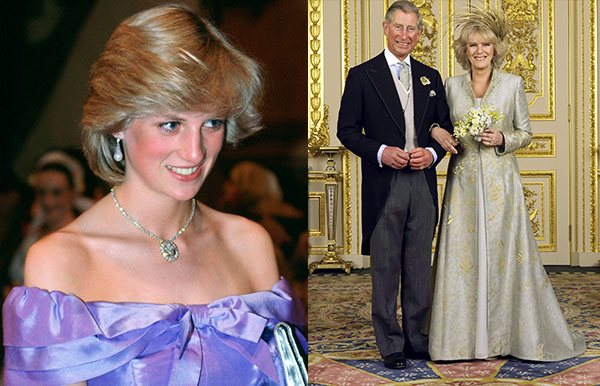 La princesa Diana (izq) y El príncipe Carlos y Camila.