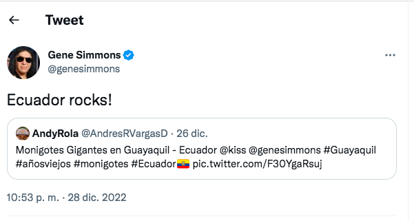 $!Ecuador rocks: Integrante de 'Kiss' reacciona a su monigote realizado en Guayaquil