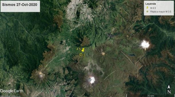 La falla entre los volcanes Rumiñahui y Pasochoa, la fuente de los sismos de hoy