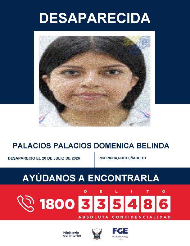 $!Notificación de la desaparición de Domenica Palacios.