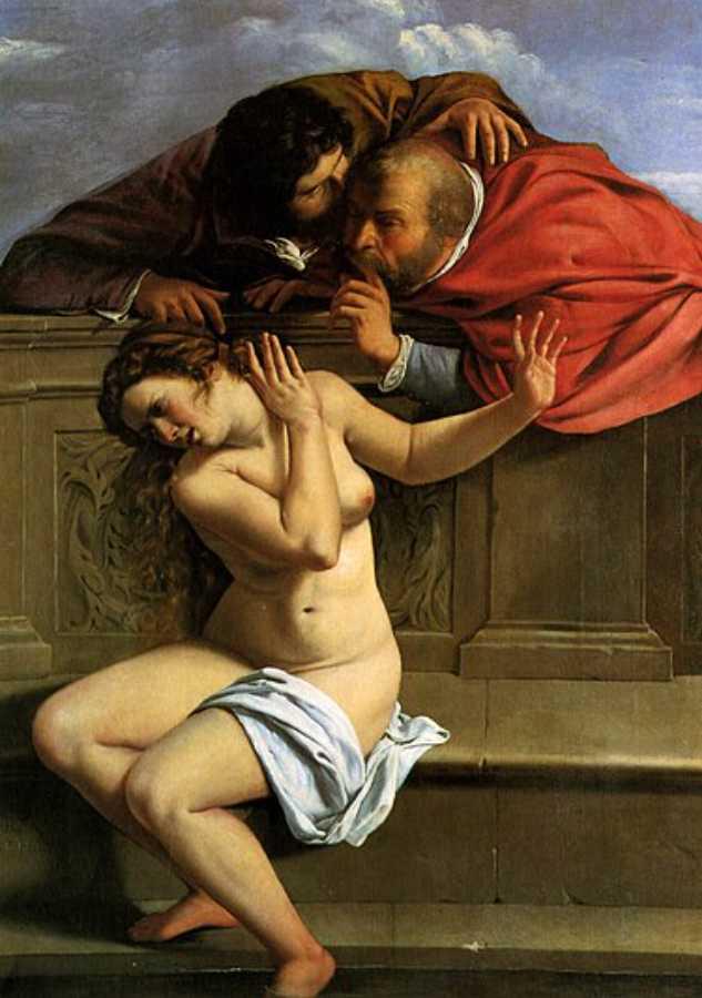 $!Susana y los viejos (1610) Cuadro de Artemisia, pintura al óleo sobre lienzo, representa a una mujeres 'Susana' en situación de acoso.