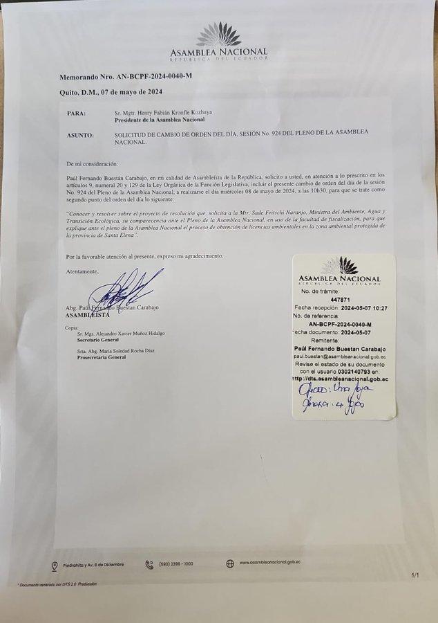 $!Fotografía de la solicitud de cambio de orden del día presentada por Construye.