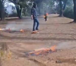 Capturas de pantalla de la detención de sujeto incendiando cables en Quito.