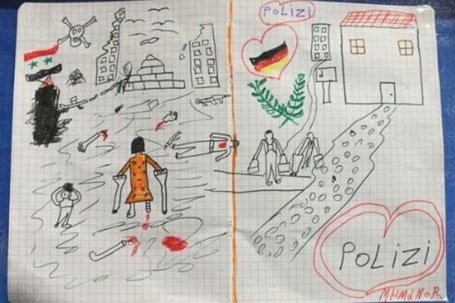 El dibujo de un niño sirio que conmueve a policías alemanes