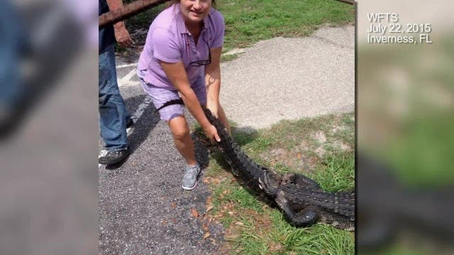 Una mujer pelea con un cocodrilo para salvar a su perro