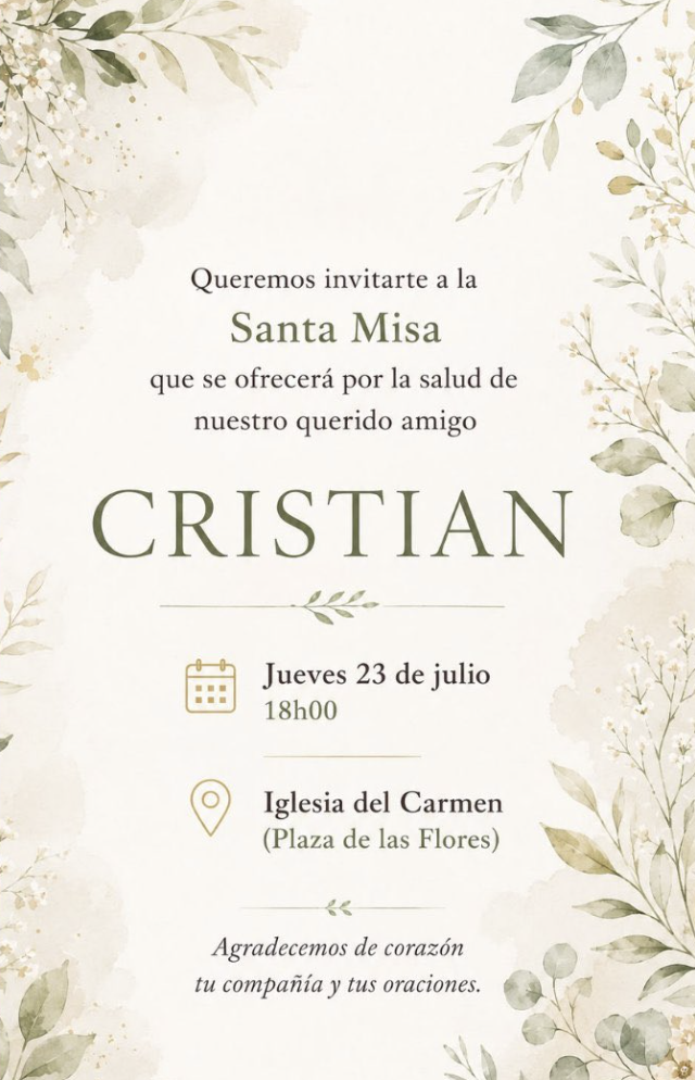 $!Misa por la salud de Cristian Zamora.