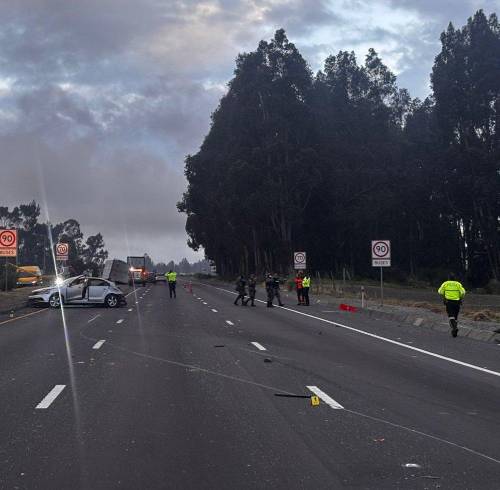 Fotografía que muestra el auto gris en el que se movilizaban los uniformados.