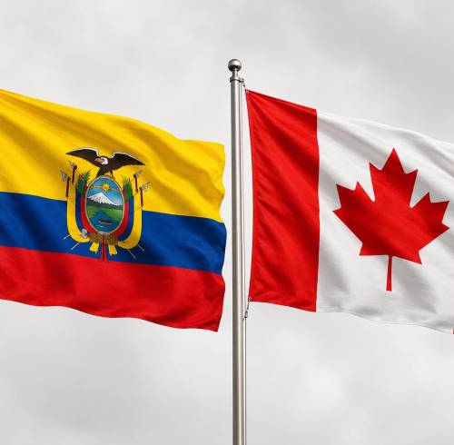 Imagen que muestra las banderas de Ecuador y Canadá.
