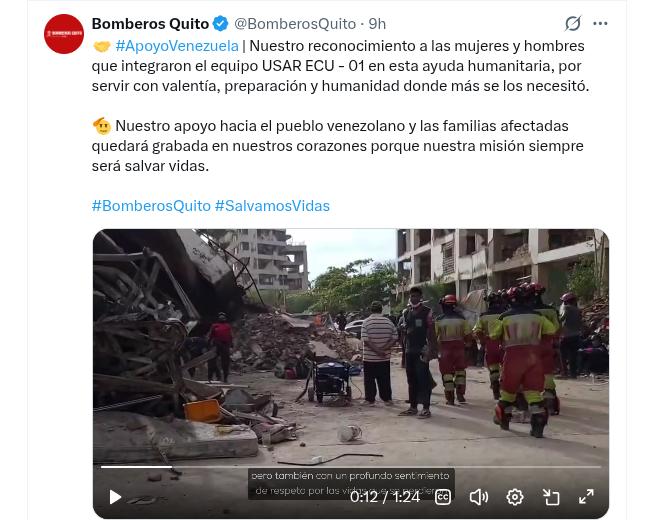 $!Captura de cuenta X de Bomberos de Quito.