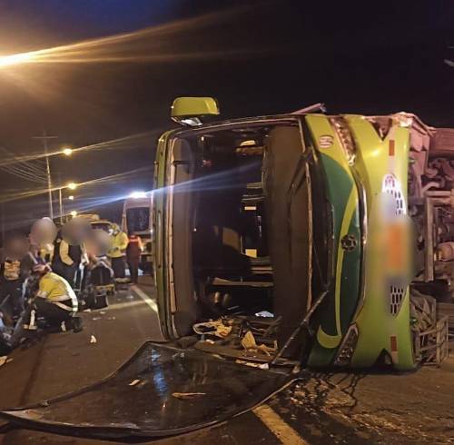 Accidente de tránsito en Tambillo dejó 17 heridos.