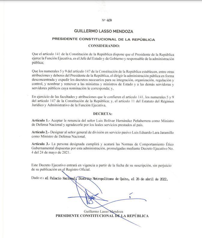 $!Luis Lara Jaramillo es designado como nuevo ministro de Defensa