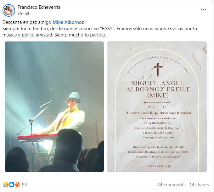 $!Falleció Mike Albornoz, ícono de la música ecuatoriana de los 80 y 90s