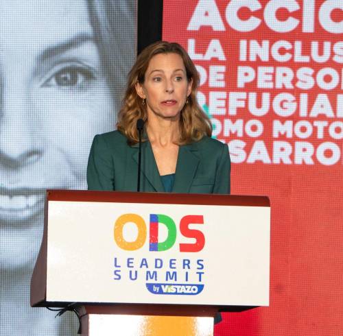 Dra. Melissa Johns, asesora de Desarrollo Senior en el Alto Comisionado de las Naciones Unidas para los Refugiados (ACNUR), durante su intervención en el ODS Leaders Summit 2026.