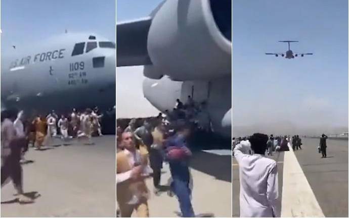 Por huir de talibanes varios afganos caen al vacío tras aferrarse a las ruedas de un avión
