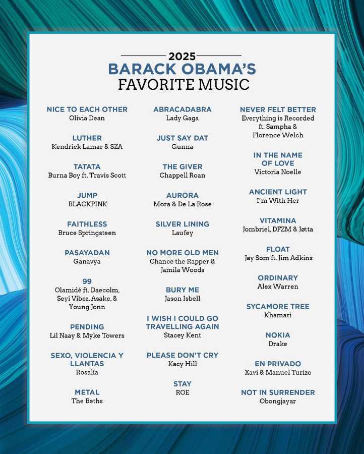 $!Obama incluyó a Lady Gaga, Rosalía, Kenrick Lamar, Jombriel, entre otros artistas entre sus más escuchados del año.