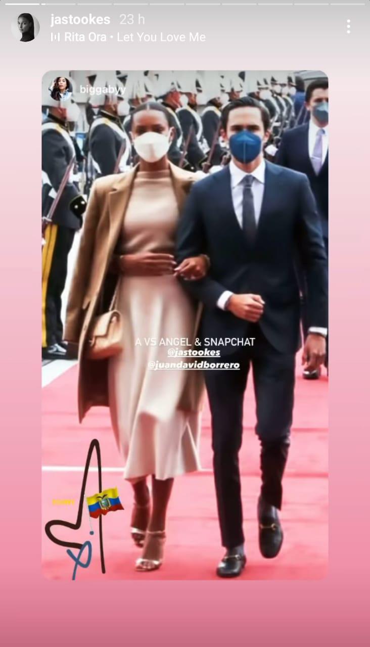 $!Hijo del vicepresidente Borrero acude a investidura con su novia modelo de Victoria's Secret: ella publica foto con Lasso