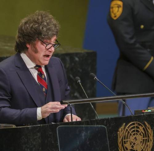 Presidente de Argentina, Javier Milei hablando durante el debate de la Asamblea General de la ONU.
