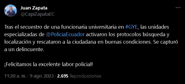 $!Rescatan a la decana de la Universidad de Guayaquil: así fue el operativo que dejó un detenido