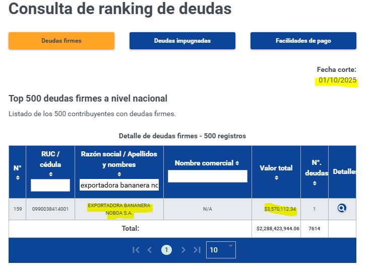 $!Captura de pantalla del portal oficial del Servicio de Rentas Internas (SRI).