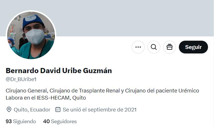 $!Captura de pantalla del perfil de X del médico David Uribe.