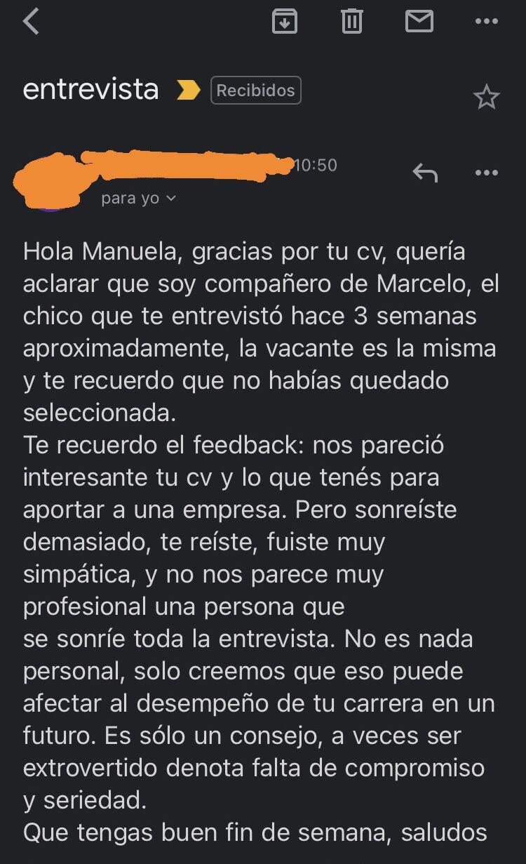 $!Joven argentina es rechazada en entrevista laboral por “sonreír demasiado”