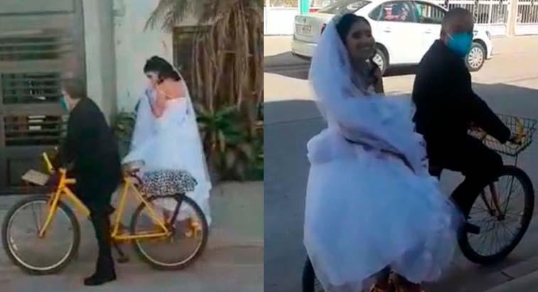 Padre lleva a su hija en bicicleta el día de su boda por un conmovedor motivo