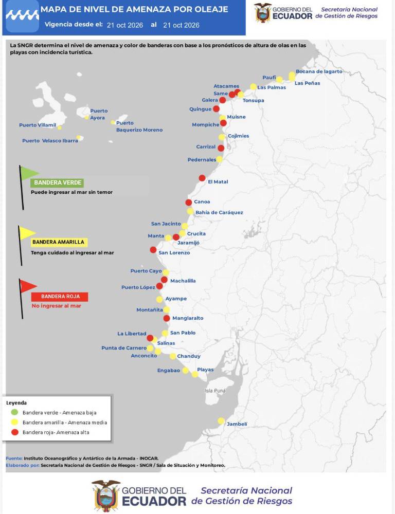 $!Alerta de oleaje en playas de Ecuador.