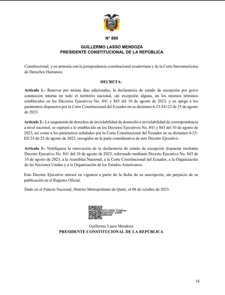 $!Decreto Ejecutivo 890.