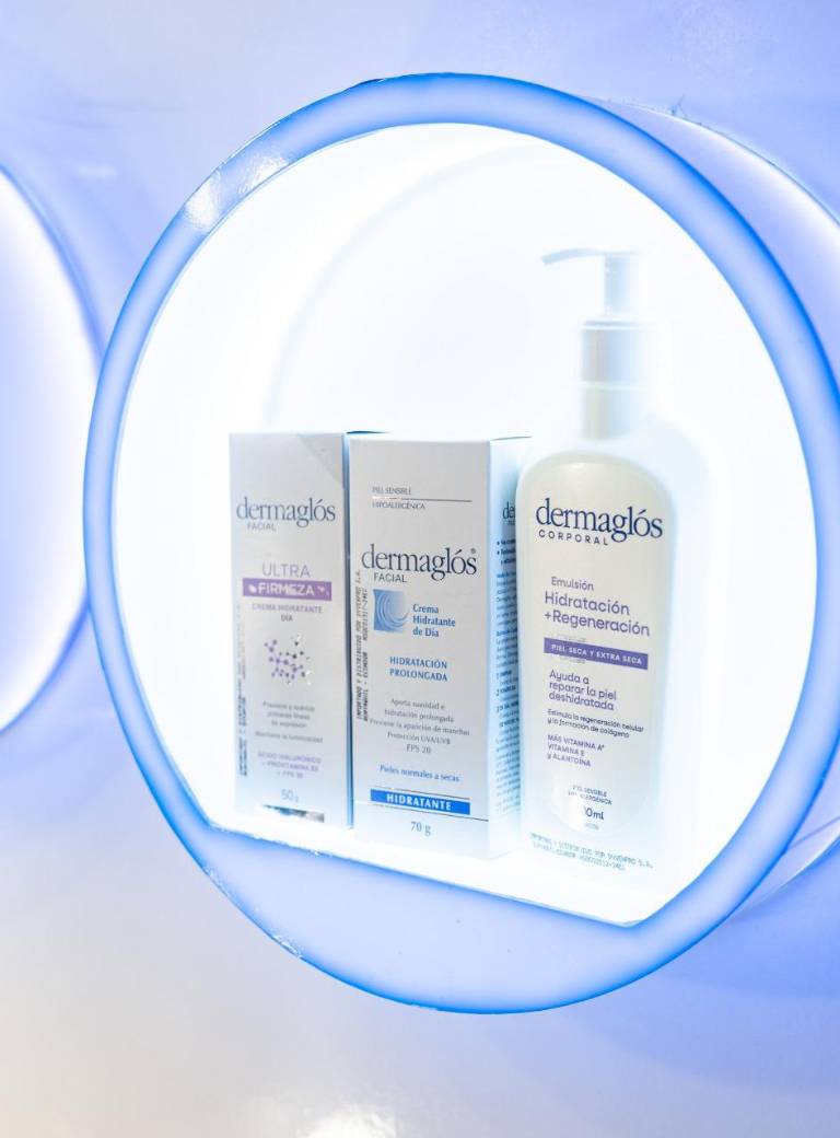 $!Foto de algunos de los productos de la marca argentina Dermaglós que serán distribuidos en Ecuador.
