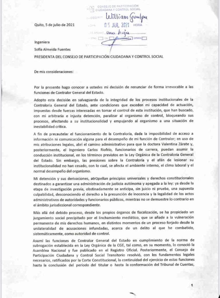 $!Pablo Celi abandonó su cargo en la Contraloría, desde prisión
