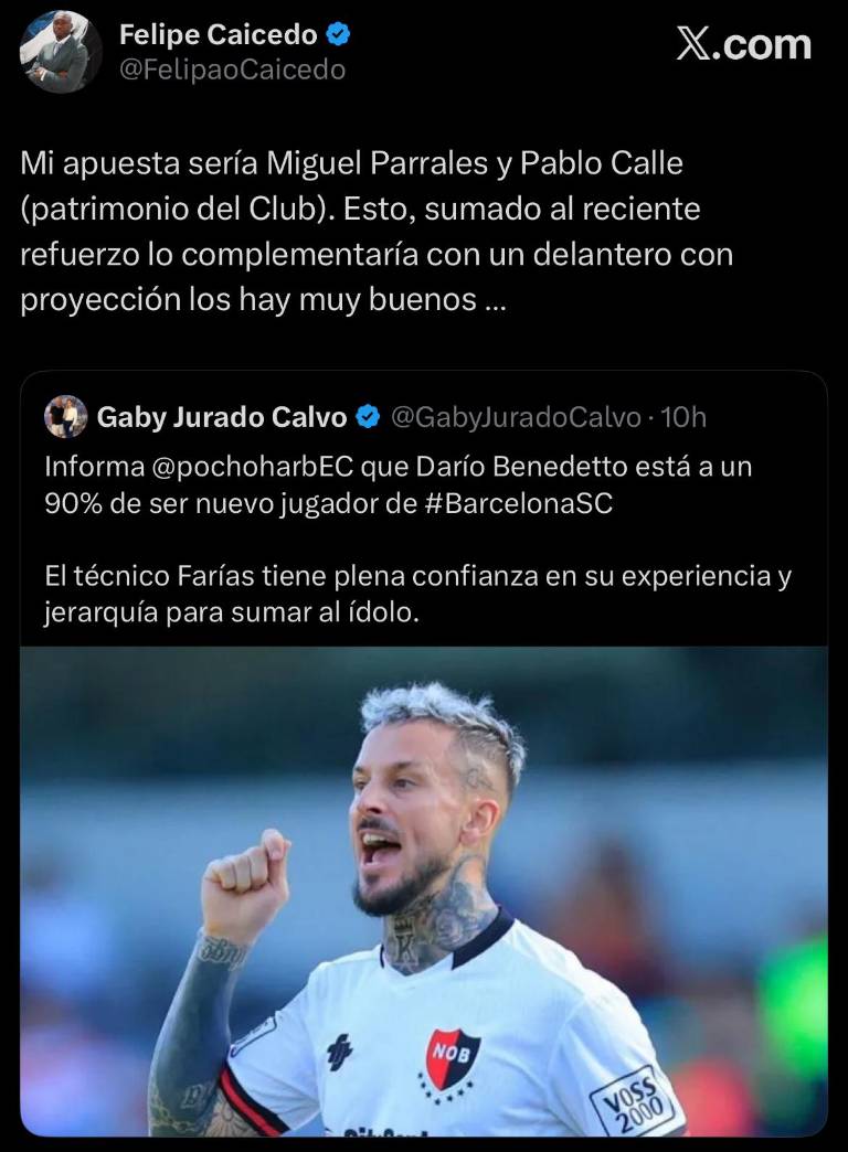 $!Tuit de Felipe Caicedo.