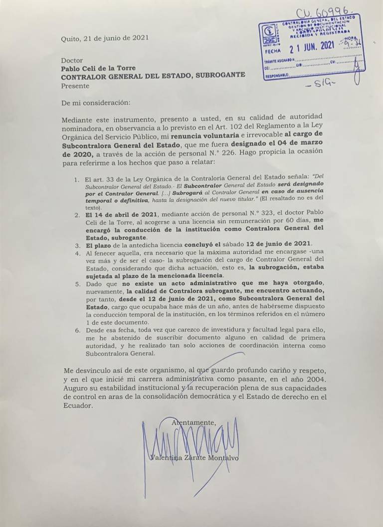 $!Valentina Zárate renuncia a la Contraloría y revela motivos: se viven momentos tensos